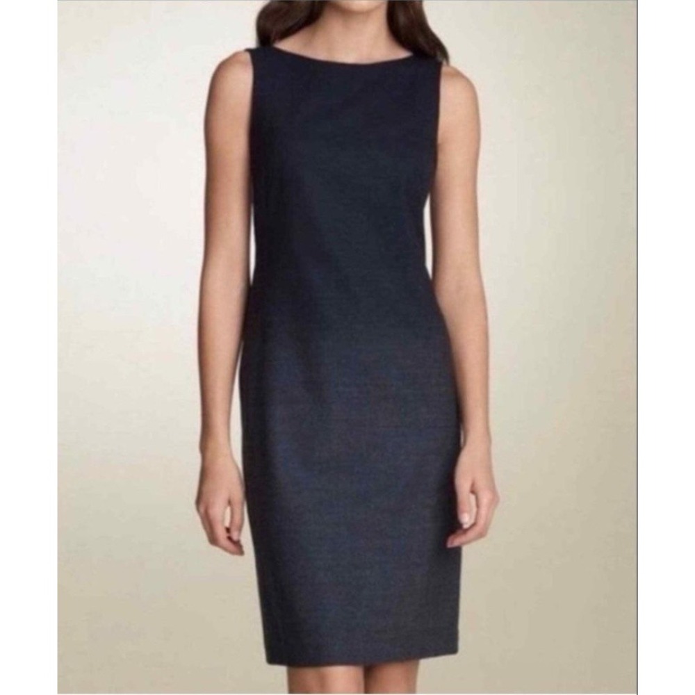 Theory Dress Womens 6 Grey Wool Sheath Sleeveless Boat Neck Knee Length Career
